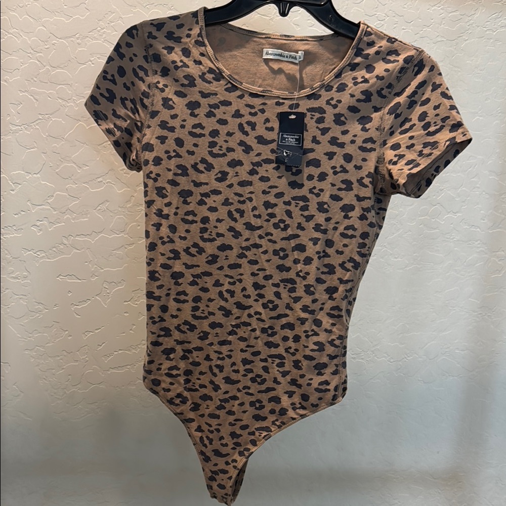 Abercrombie & Fitch Tan and Cream Fitted Bodysuit